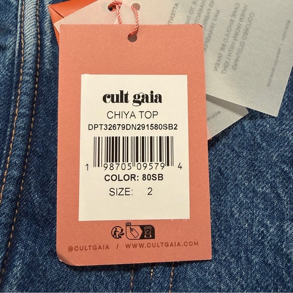 NWT Cult Gaia CHIYA Denim Top 2 - Picture 9 of 10
